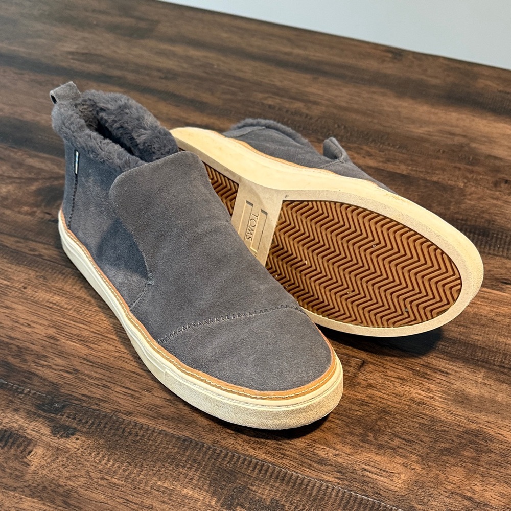 Toms Charcoal Suede Slip-On Sneakers